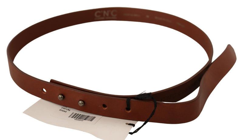 Brown Leather Silver Fastening Belt