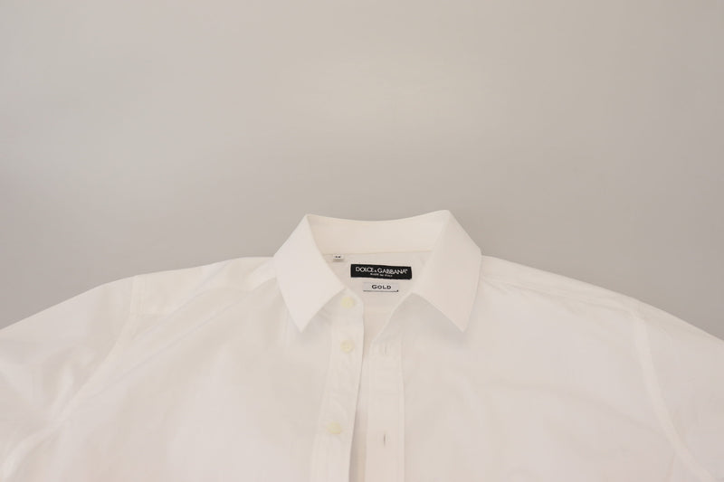 White Cotton Slim Fit Formal Dress GOLD Shirt