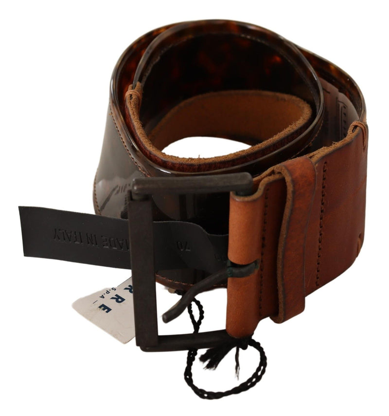 Dark Brown Leather Buckle Waist Belt