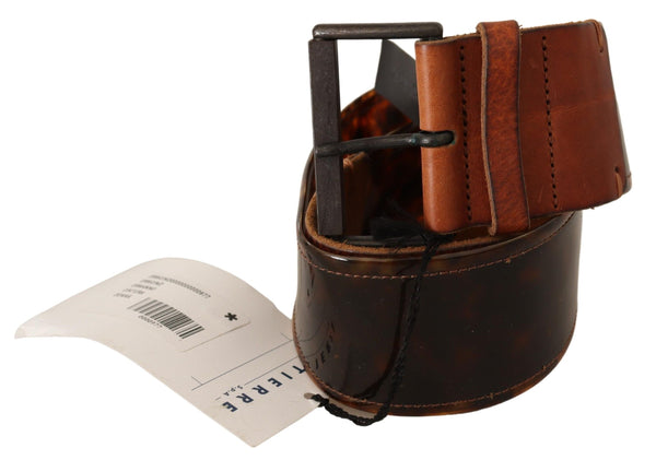 Dark Brown Leather Buckle Waist Belt