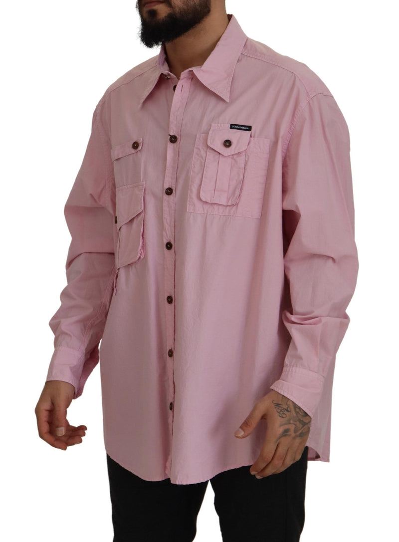 Pink Casual Button Down Long Sleeves Shirt