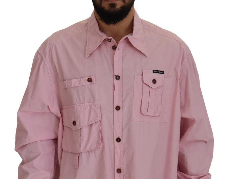 Pink Casual Button Down Long Sleeves Shirt