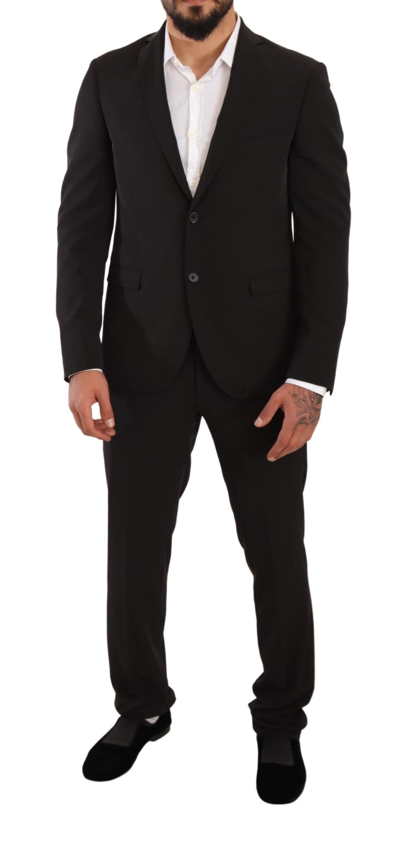 Black Polyester Slim 2 Piece Set TAGLIENTE Suit