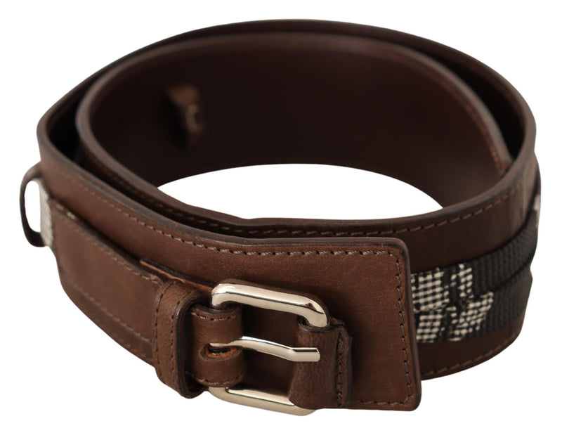 Brown Leather Silver Buckle Belt