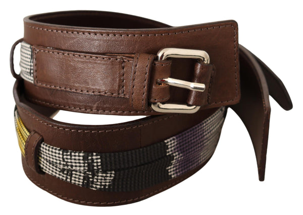 Brown Leather Silver Buckle Belt