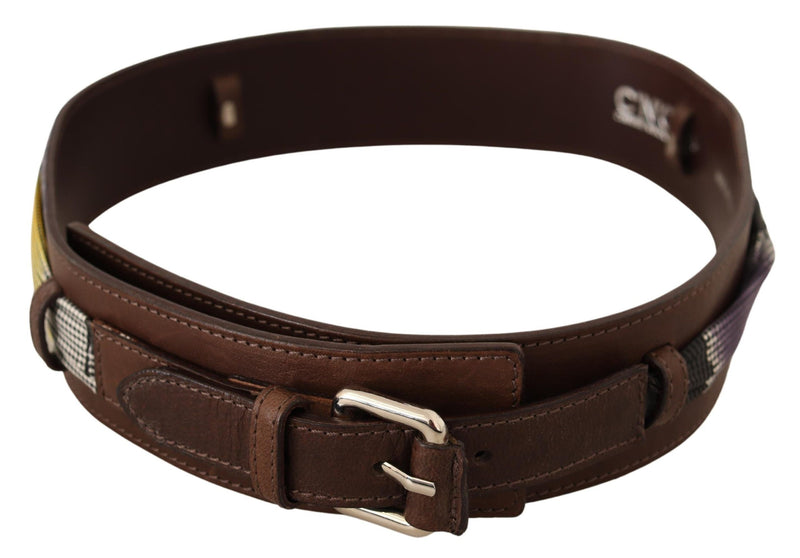 Brown Leather Silver Buckle Belt