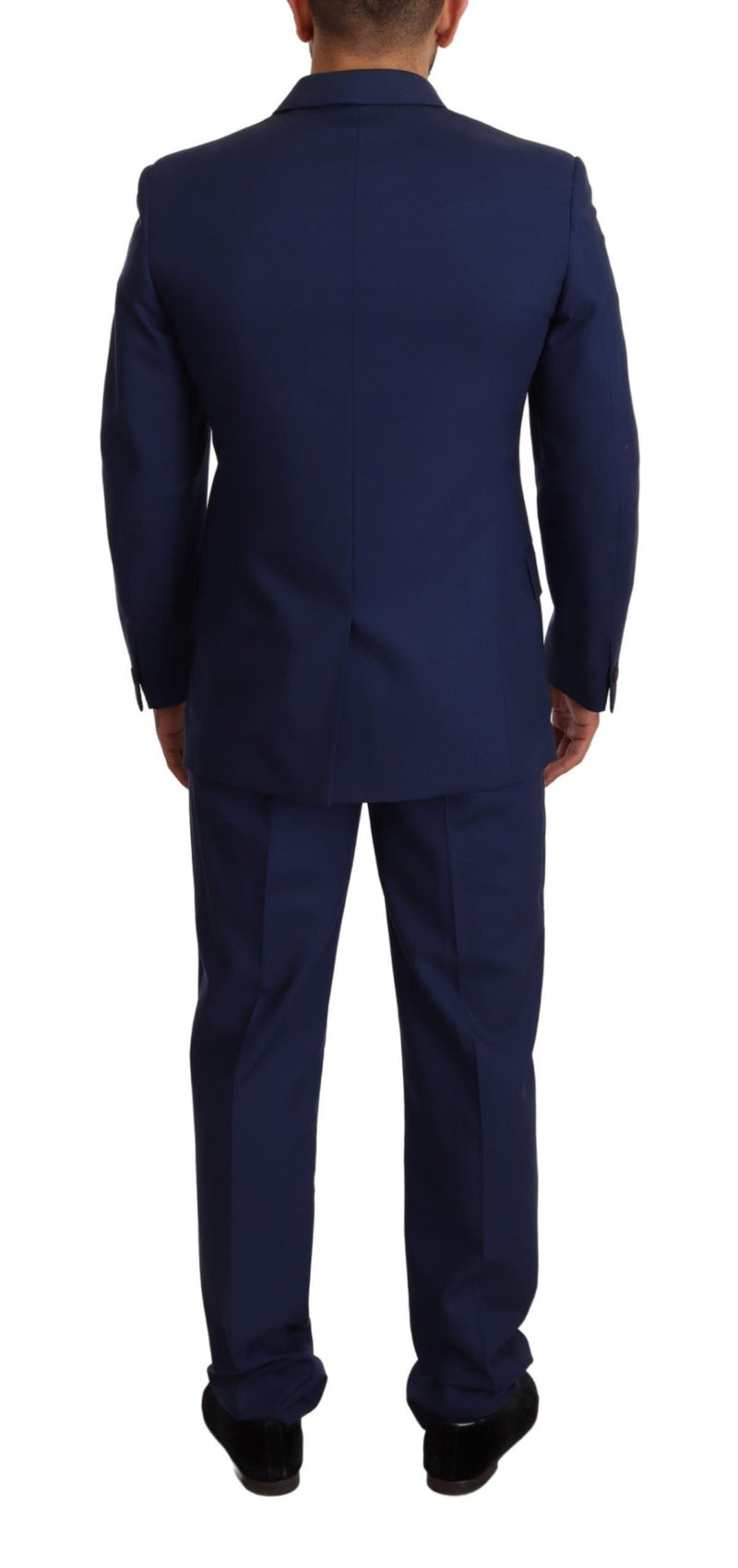 Blue Wool Notch Lapel Single Breasted Suit