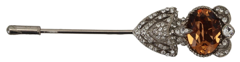 925 Sterling Silver Large Crystals Pin Brooch