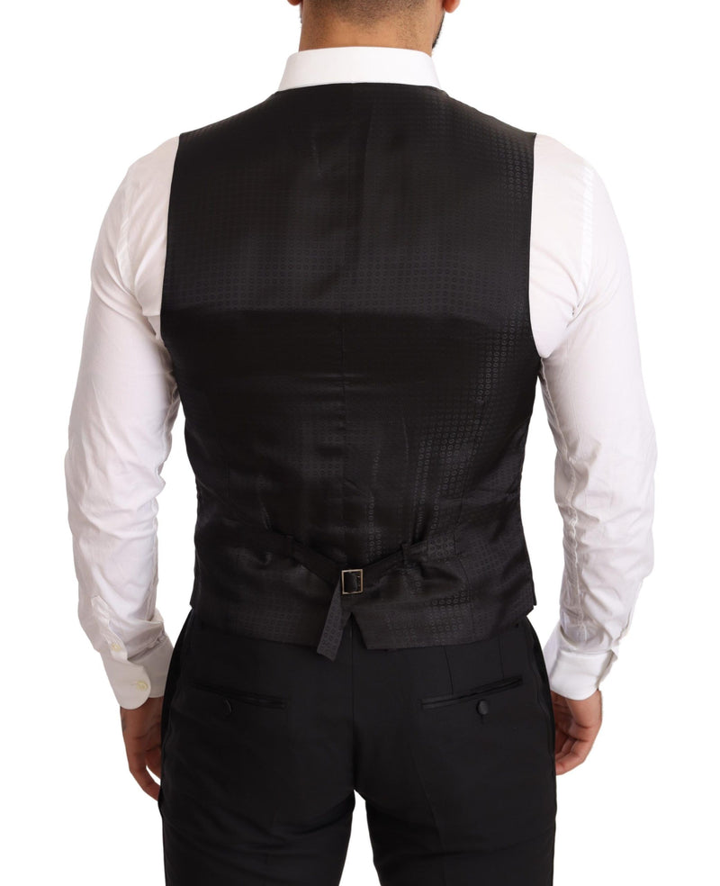 Black Wool Double Breasted Smoking 3 Piece Suit