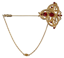 Gold Tone 925 Sterling Silver Crystal Chain Pin Brooch