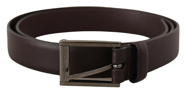 Brown Leather Silver Tone Metal Buckle Belt