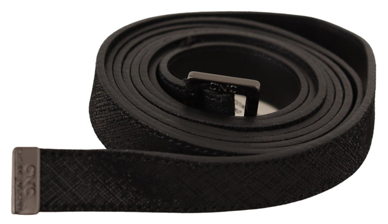 Black Leather Metal Buckle Waist Belt