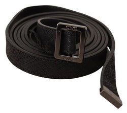 Black Leather Metal Buckle Waist Belt