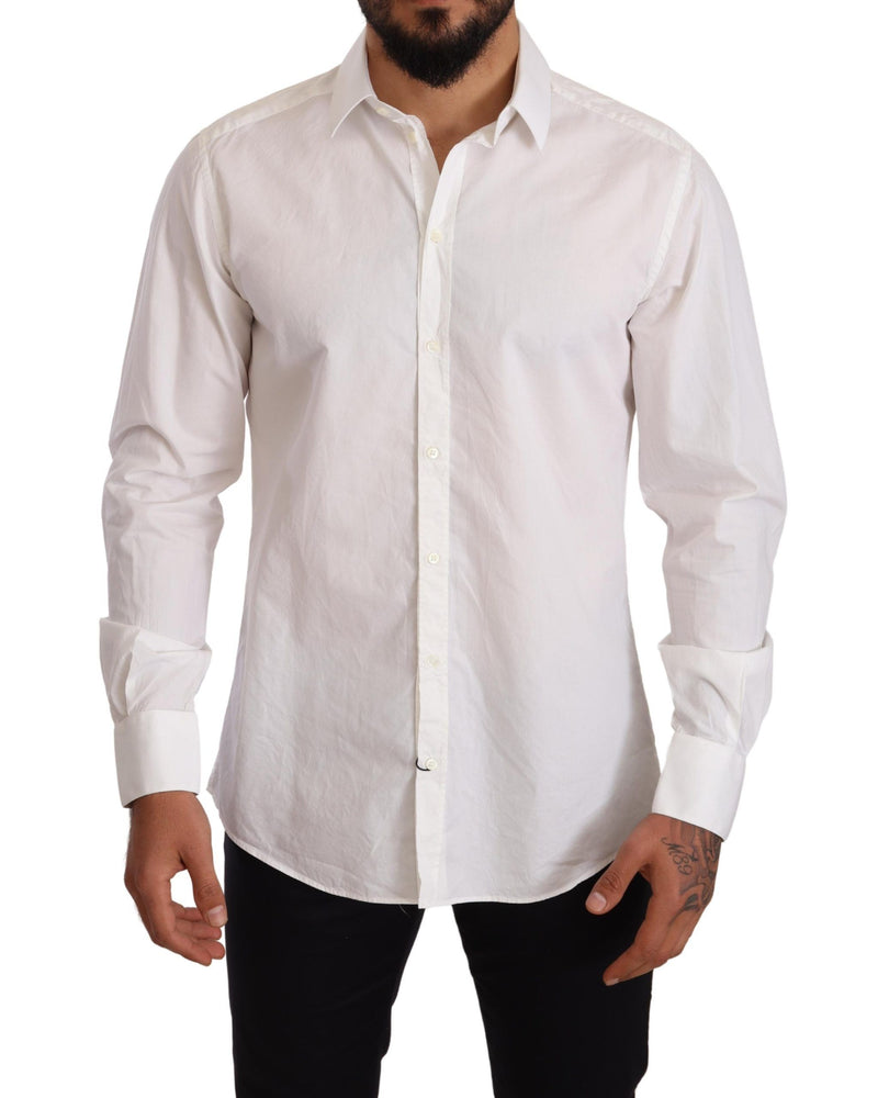 White Cotton Blend Formal Shirt