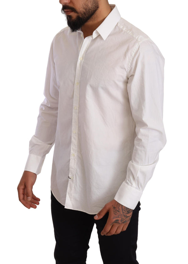 White Cotton Blend Formal Shirt