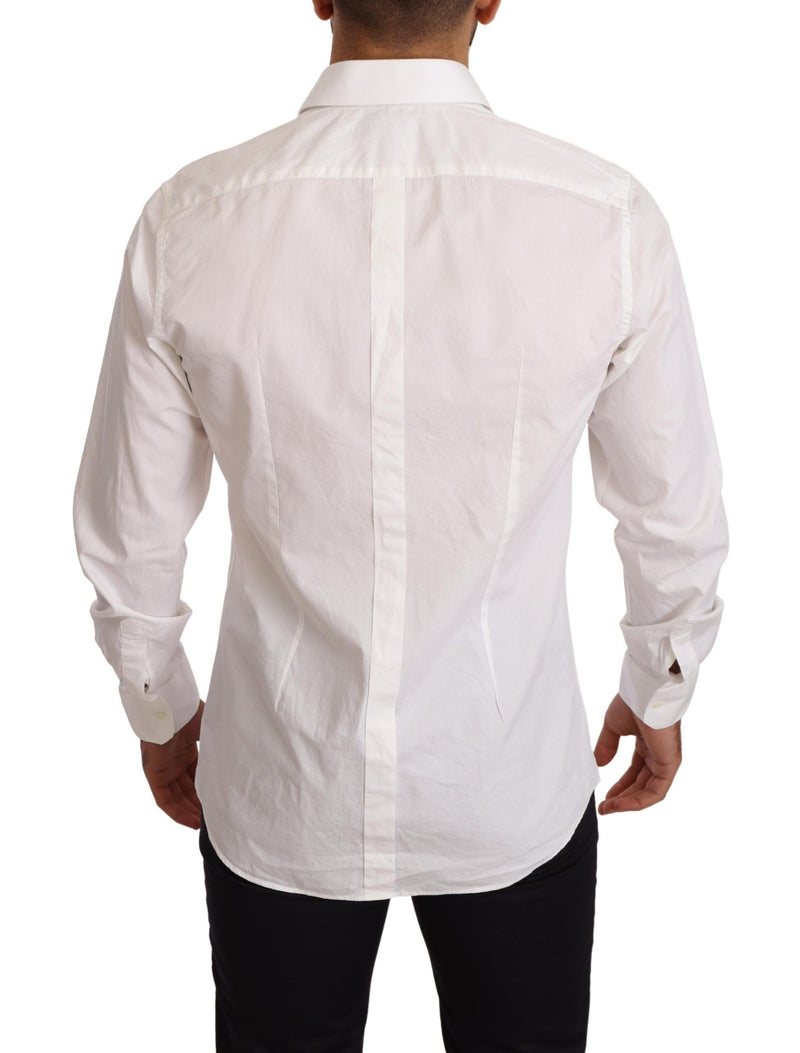 White Cotton Blend Formal Shirt