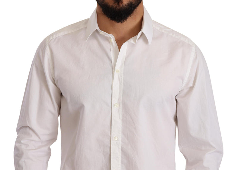 White Cotton Blend Formal Shirt