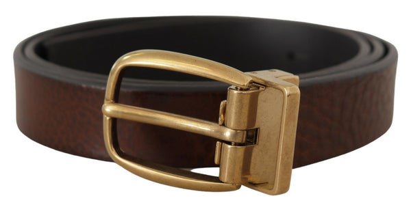 Brown Leather Classic Vintage Metal Buckle Belt