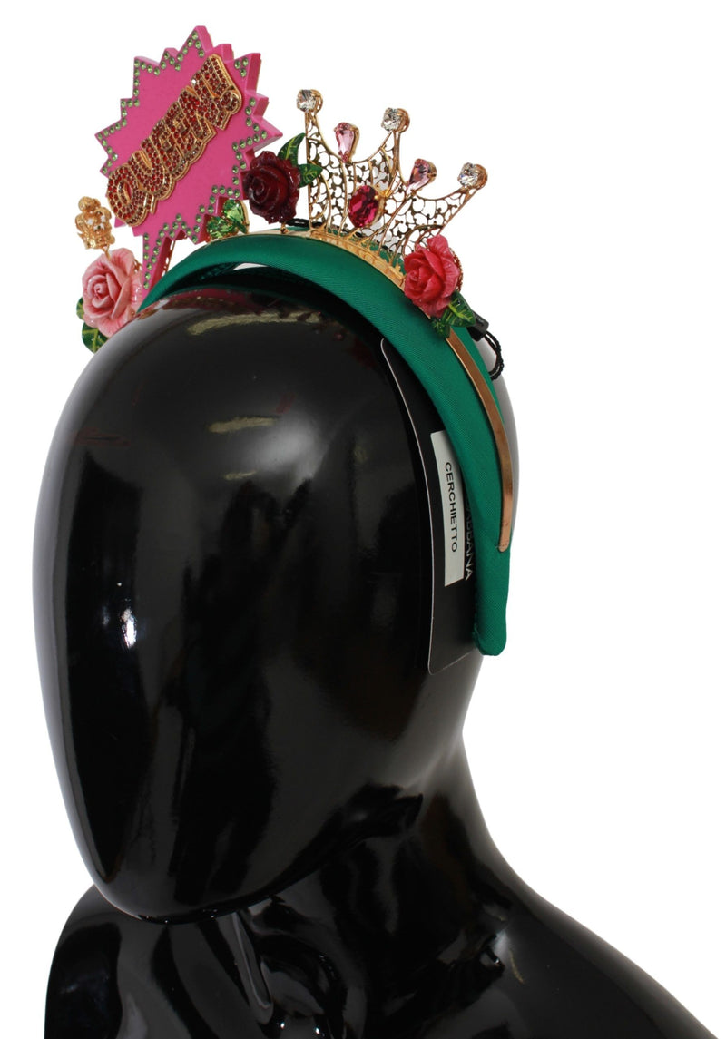 Green Crystal Crown Queen Roses Cartoons Diadem Headband