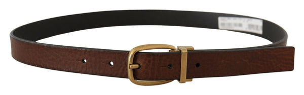 Brown Leather Classic Vintage Metal Buckle Belt