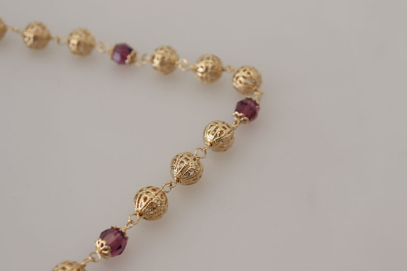 Gold Chain Brass Faux Pearl Crystal Sicily Necklace