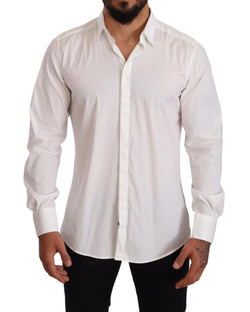 White Cotton Blend Men Formal Shirt