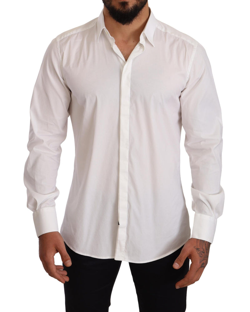 White Cotton Blend Men Formal Shirt