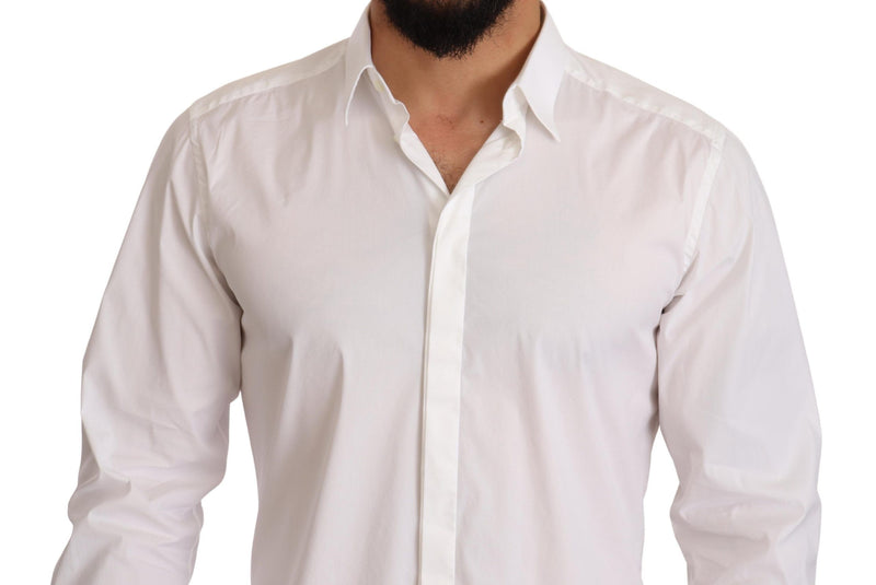 White Cotton Blend Men Formal Shirt