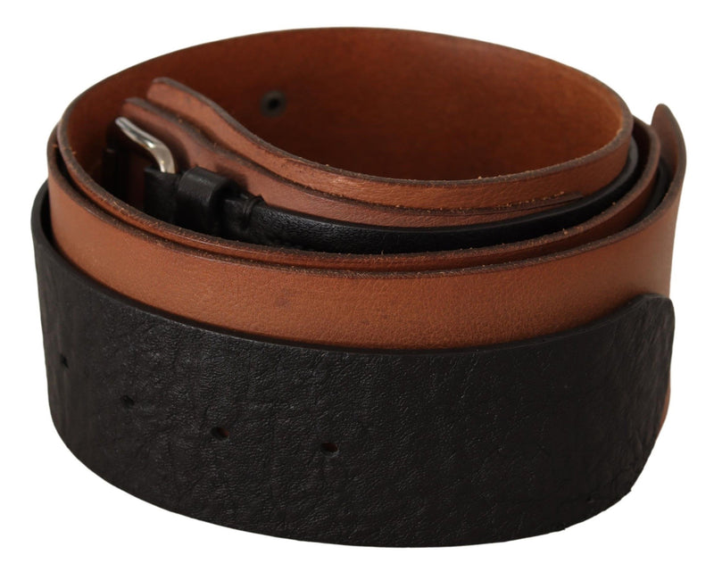 Black Brown Leather Silver Buckle