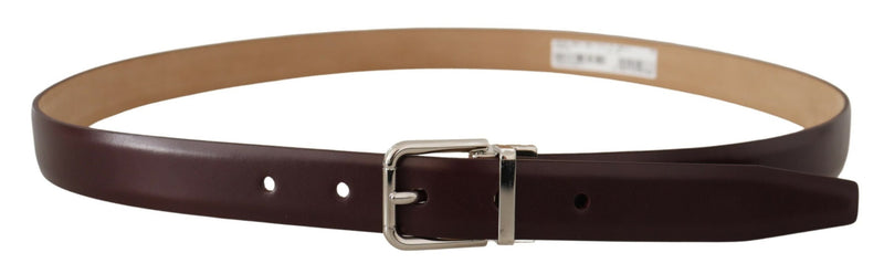 Dark Brown Silver Logo Engraved Metal Buckle Belt