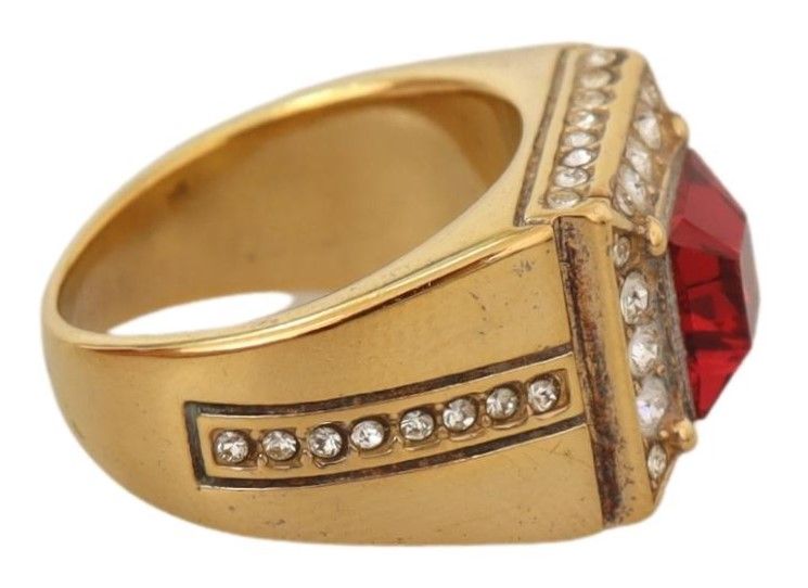 Gold Plated 925 Silver Red Crystal Ring