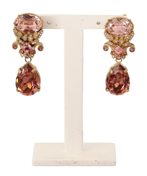 Pink Baroque Crystals Teardrop Earrings