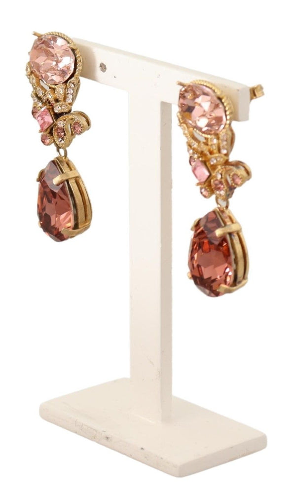 Pink Baroque Crystals Teardrop Earrings