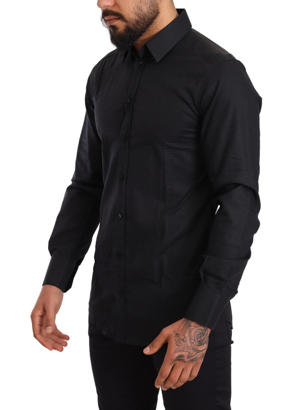 Black Plain Cotton Men Formal Shirt