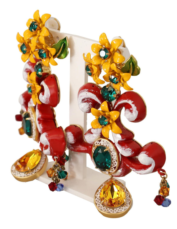 Multicolor Carretto Crystal Gold Tone Brass Earrings