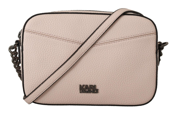 Light Pink Leather Camera Shoulder Bag