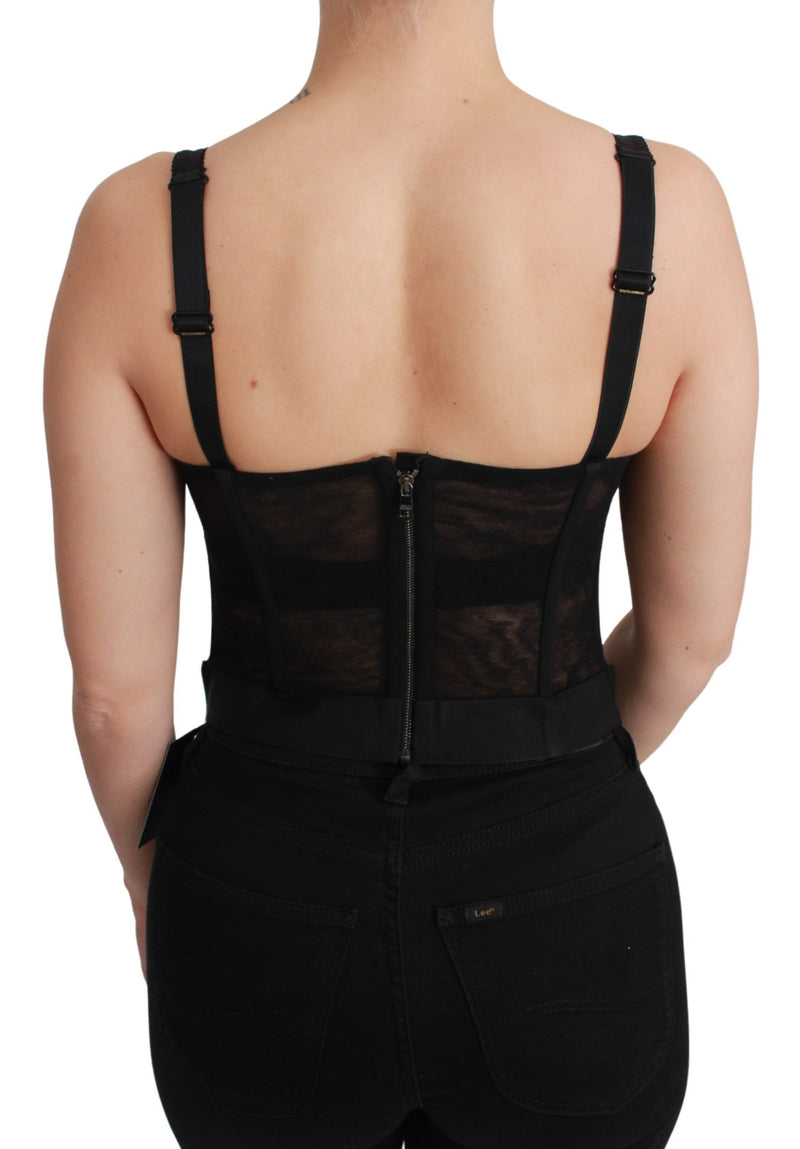 Black Crystal Strap Bustier Corset Top