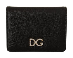 Black Leather Bifold Continental Clutch Crystal Wallet