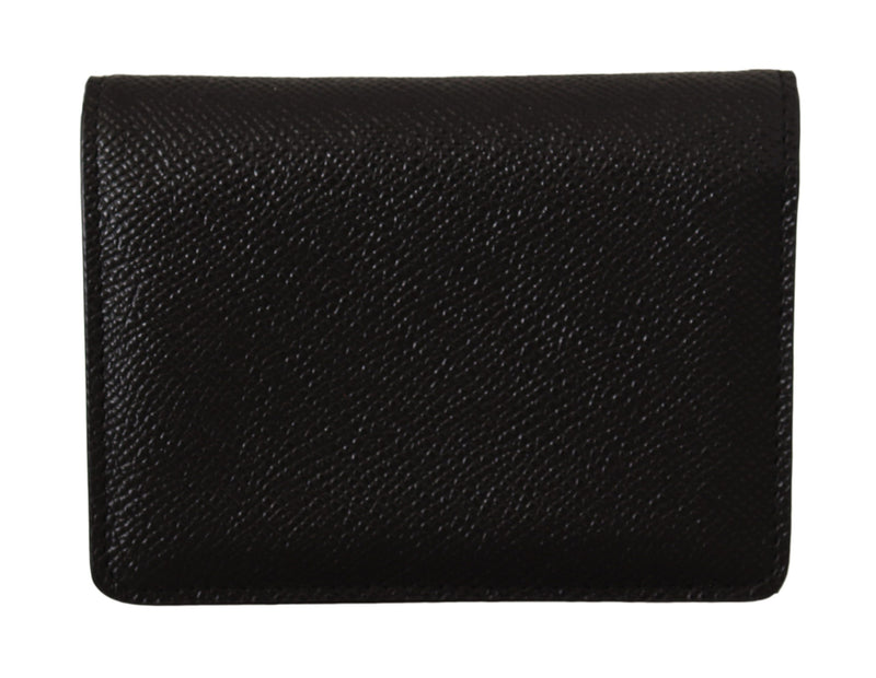 Black Leather Bifold Continental Clutch Crystal Wallet