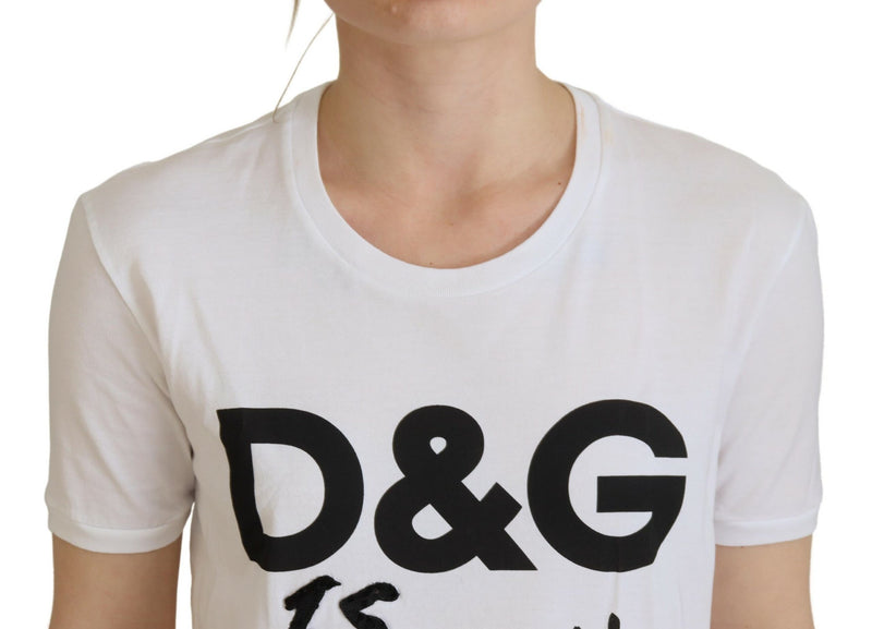 White DG Logo Printed Short Sleeves Top