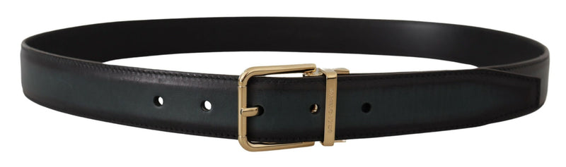 Green Calf Leather Gold Tone Metal Buckle Belt