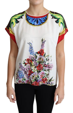 Multicolor Floral Print Cap Sleeve Blouse Top