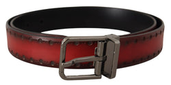 Maroon Giotto Leather Black Metal Buckle Belt