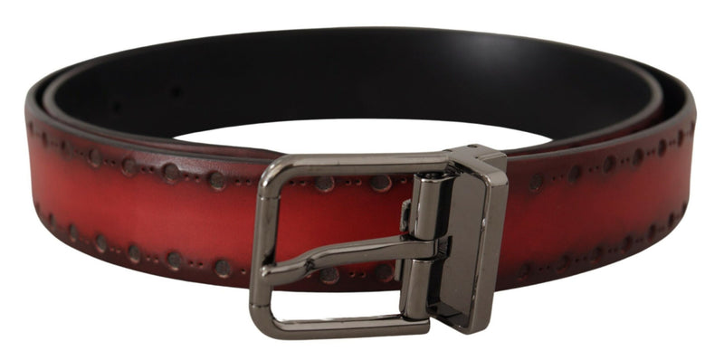 Maroon Giotto Leather Black Metal Buckle Belt