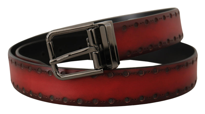 Maroon Giotto Leather Black Metal Buckle Belt