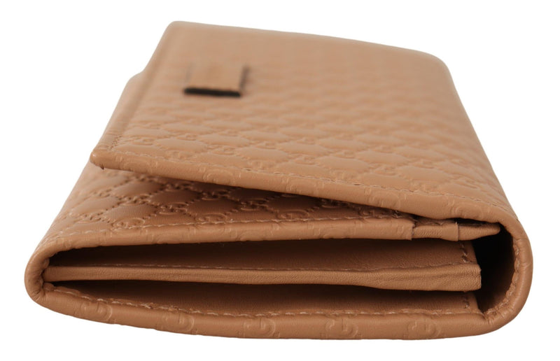 Brown Leather Micro Guccissima Long Wallet