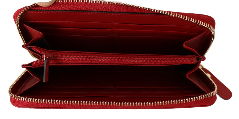 Red Leather Micro Guccissima Zip Around Wallet