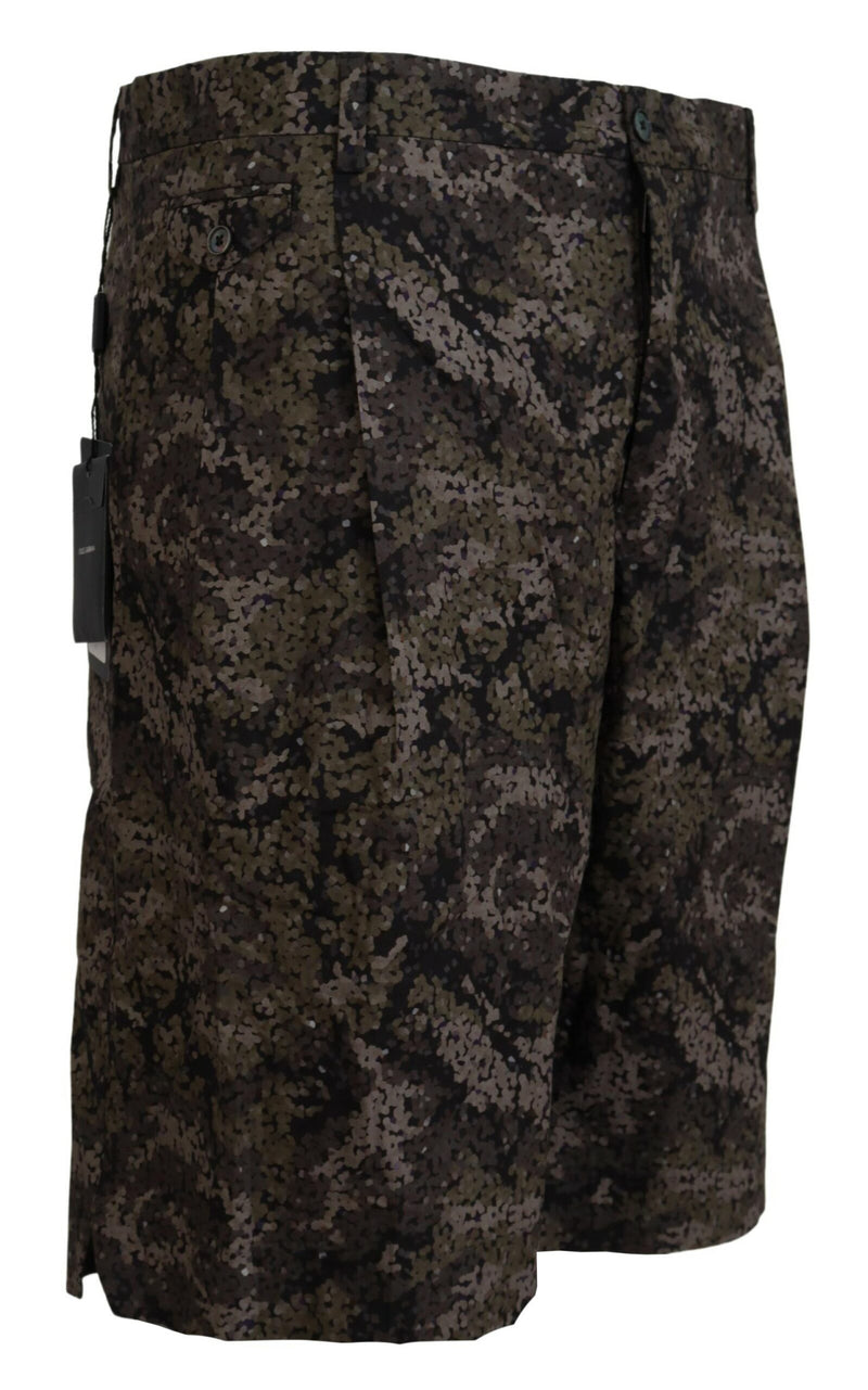 Black Green Military Patterned Cargo Shorts