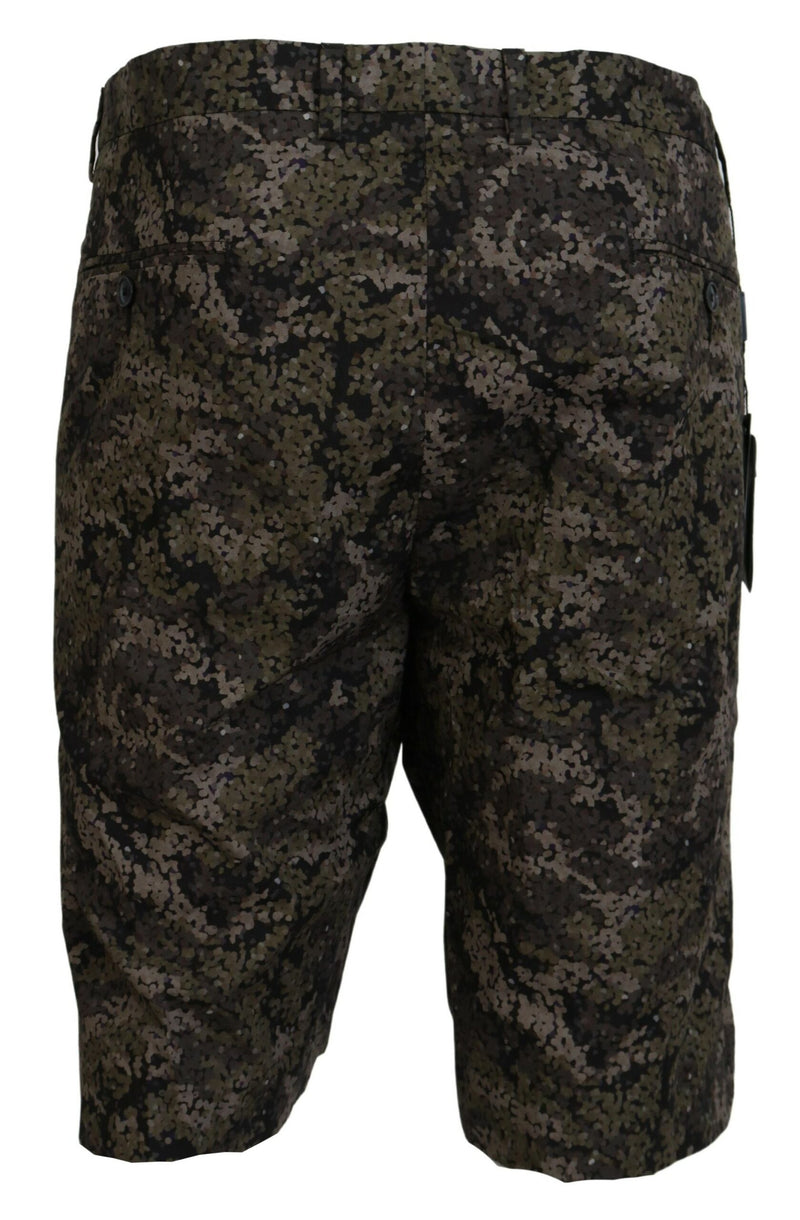 Black Green Military Patterned Cargo Shorts