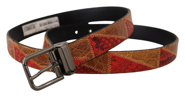 Multicolor Exotic Vintage Chrome Buckle Belt